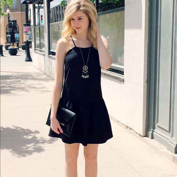 Anine Bing Dropped Waist Mini Dress Black Sz L - Picture 3 of 4